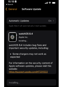 苹果Watch充电更新通过watchOS8.4更新修复