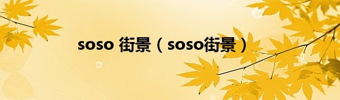 soso 街景（soso街景）