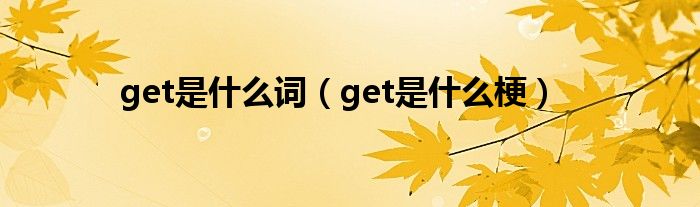 get是什么词（get是什么梗）