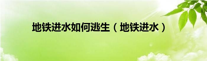 地铁进水如何逃生（地铁进水）