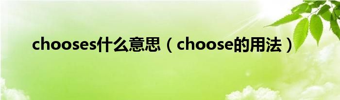 chooses什么意思（choose的用法）