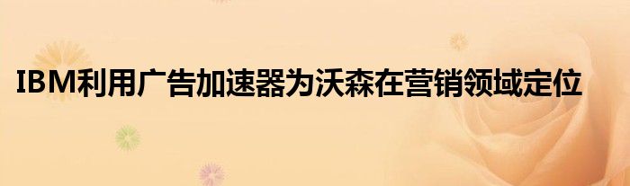 IBM利用广告加速器为沃森在营销领域定位