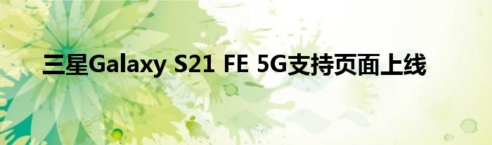 三星Galaxy S21 FE 5G支持页面上线