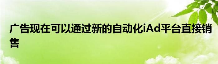 广告现在可以通过新的自动化iAd平台直接销售