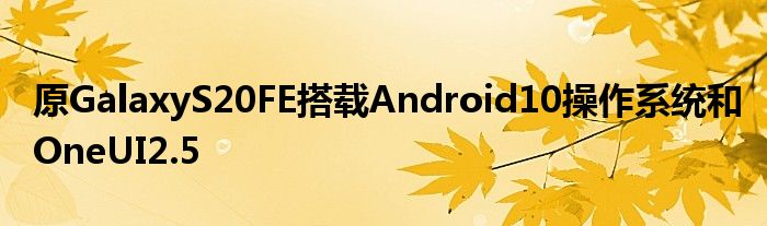 原GalaxyS20FE搭载Android10操作系统和OneUI2.5