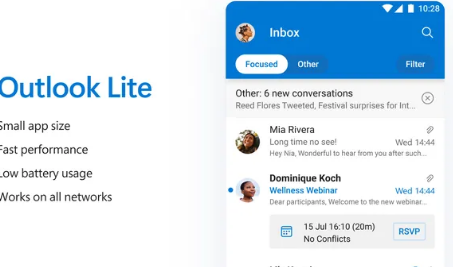 微软新的OutlookLite应用程序现已在Android上可用