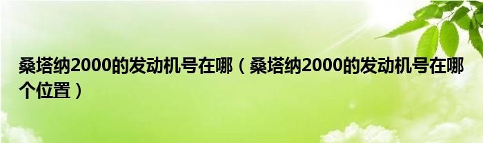 桑塔纳2000的发动机号在哪（桑塔纳2000的发动机号在哪个位置）