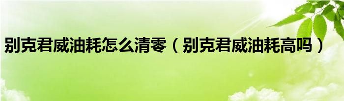 别克君威油耗怎么清零（别克君威油耗高吗）