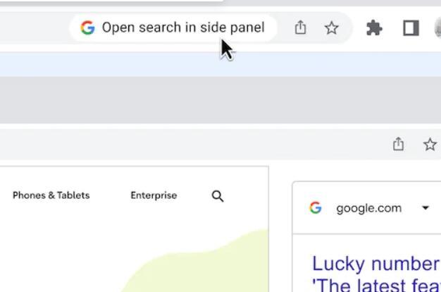 谷歌浏览器有一个新的侧边栏 可以快速访问搜索结果
