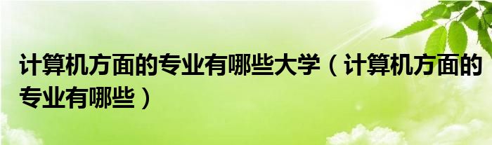 计算机方面的专业有哪些大学（计算机方面的专业有哪些）