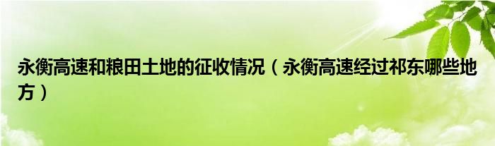 永衡高速和粮田土地的征收情况（永衡高速经过祁东哪些地方）