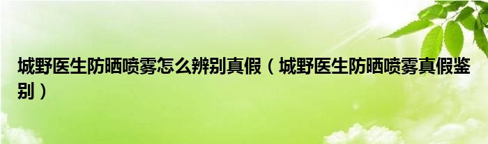 城野医生防晒喷雾怎么辨别真假（城野医生防晒喷雾真假鉴别）