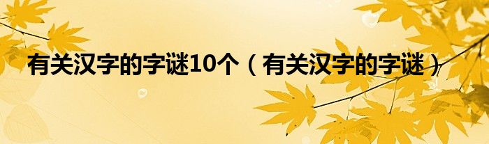 有关汉字的字谜10个（有关汉字的字谜）