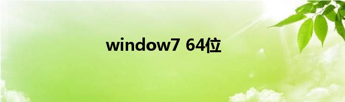 window7 64位