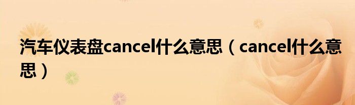 汽车仪表盘cancel什么意思（cancel什么意思）