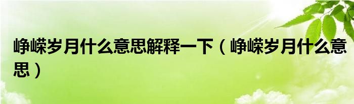 峥嵘岁月什么意思解释一下（峥嵘岁月什么意思）