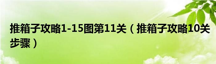 推箱子攻略1-15图第11关（推箱子攻略10关步骤）