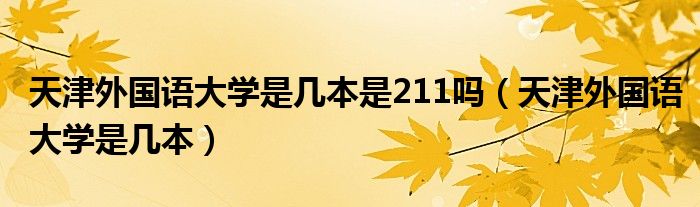 天津外国语大学是几本是211吗（天津外国语大学是几本）