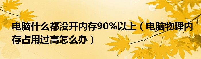 电脑什么都没开内存90%以上（电脑物理内存占用过高怎么办）