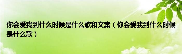 你会爱我到什么时候是什么歌和文案（你会爱我到什么时候是什么歌）