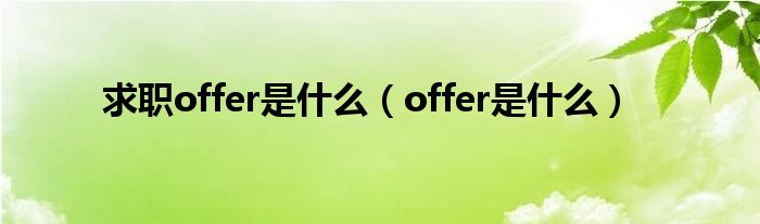 求职offer是什么（offer是什么）