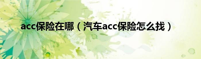 acc保险在哪（汽车acc保险怎么找）