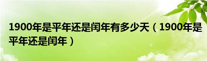 1900年是平年还是闰年有多少天（1900年是平年还是闰年）