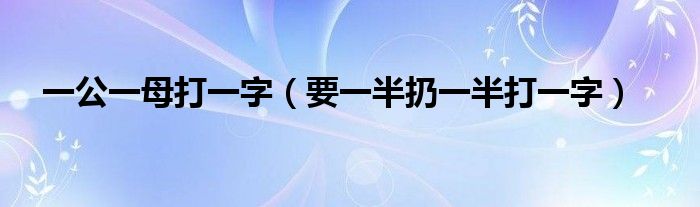 一公一母打一字（要一半扔一半打一字）