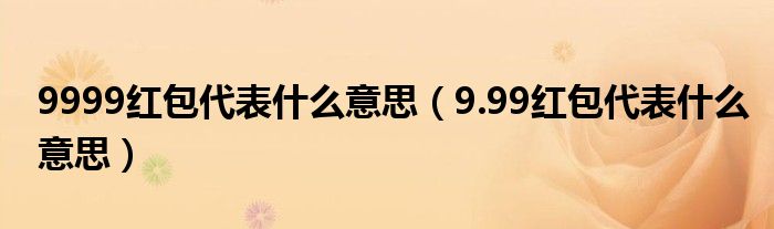 9999红包代表什么意思（9.99红包代表什么意思）