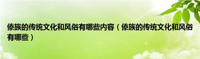 傣族的传统文化和风俗有哪些内容（傣族的传统文化和风俗有哪些）