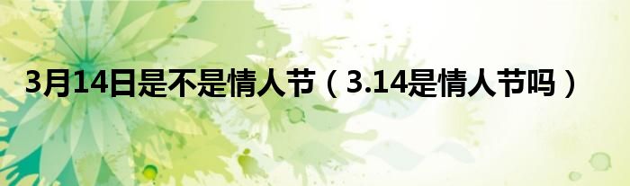 3月14日是不是情人节（3.14是情人节吗）