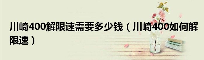 川崎400解限速需要多少钱（川崎400如何解限速）