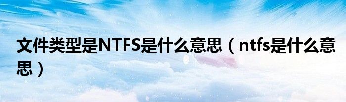 文件类型是NTFS是什么意思（ntfs是什么意思）