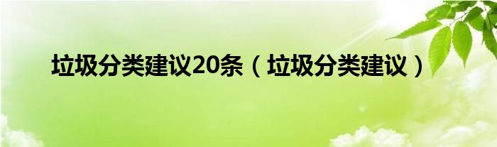 垃圾分类建议20条（垃圾分类建议）