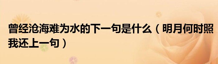 曾经沧海难为水的下一句是什么（明月何时照我还上一句）