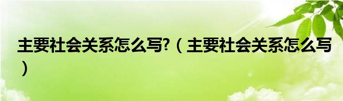 主要社会关系怎么写?（主要社会关系怎么写）