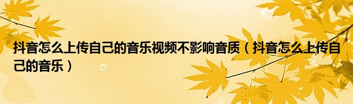 抖音怎么上传自己的音乐视频不影响音质（抖音怎么上传自己的音乐）