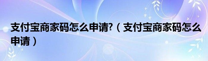 支付宝商家码怎么申请?（支付宝商家码怎么申请）