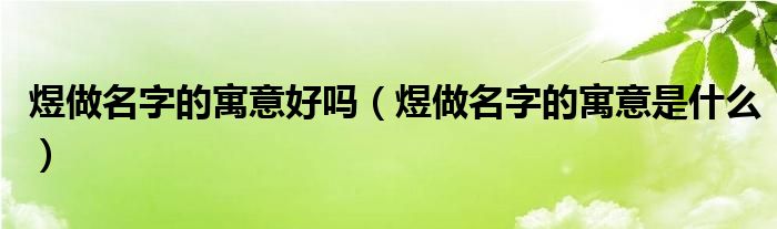 煜做名字的寓意好吗（煜做名字的寓意是什么）