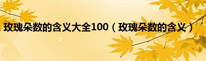 玫瑰朵数的含义大全100（玫瑰朵数的含义）