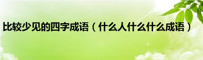 比较少见的四字成语（什么人什么什么成语）