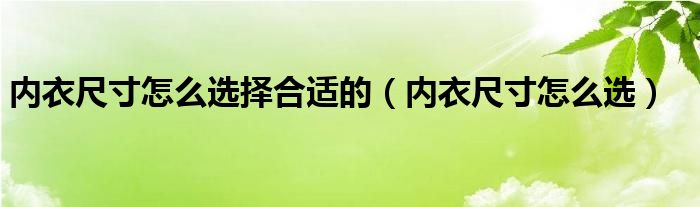 内衣尺寸怎么选择合适的（内衣尺寸怎么选）