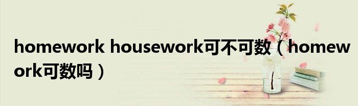 homework housework可不可数（homework可数吗）