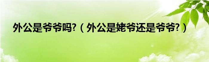 外公是爷爷吗?（外公是姥爷还是爷爷?）