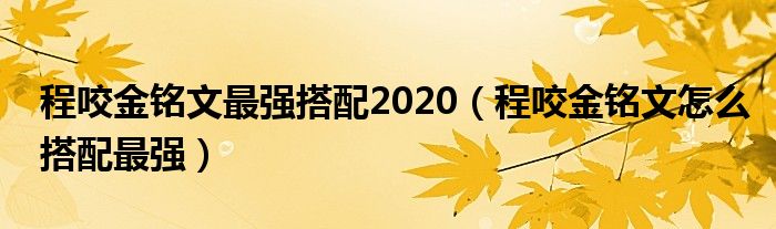 程咬金铭文最强搭配2020（程咬金铭文怎么搭配最强）