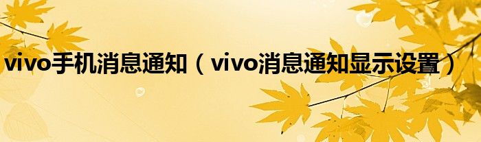 vivo手机消息通知（vivo消息通知显示设置）