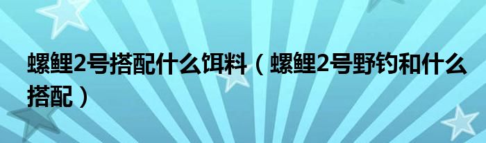 螺鲤2号搭配什么饵料（螺鲤2号野钓和什么搭配）