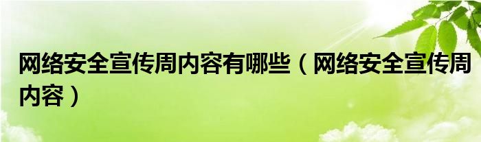 网络安全宣传周内容有哪些（网络安全宣传周内容）