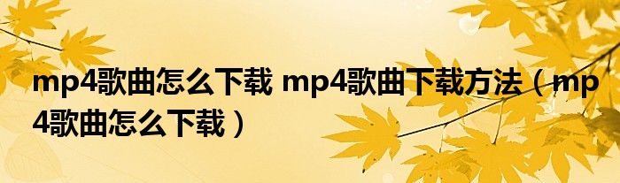 mp4歌曲怎么下载 mp4歌曲下载方法（mp4歌曲怎么下载）