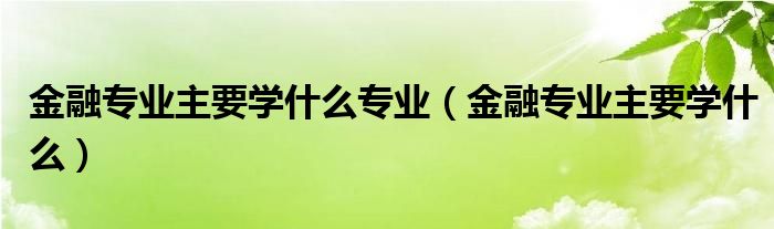 金融专业主要学什么专业（金融专业主要学什么）